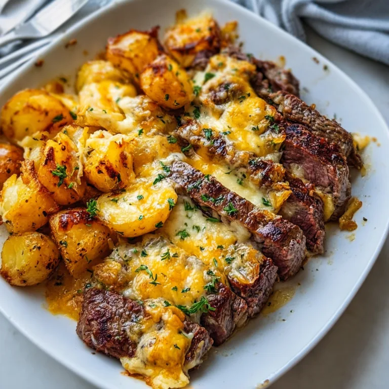 Garlic Butter Steak & Cheddar Potato Bake – Easy Savory Comfort Food Recipe