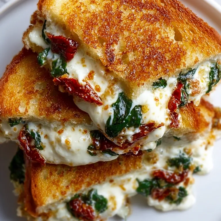 Delicious Grilled Cheese with Sun-Dried Tomatoes, Spinach & Creamy Ricotta Filling Recipe
