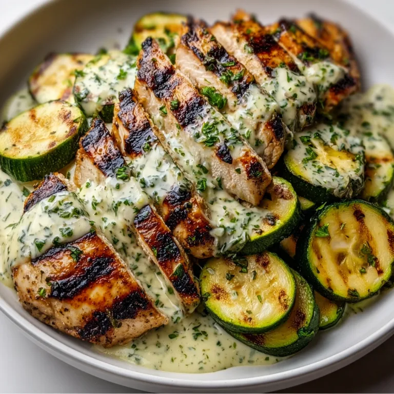 Grilled Chicken with Zucchini & Creamy Herb Sauce | Easy Healthy Recipe