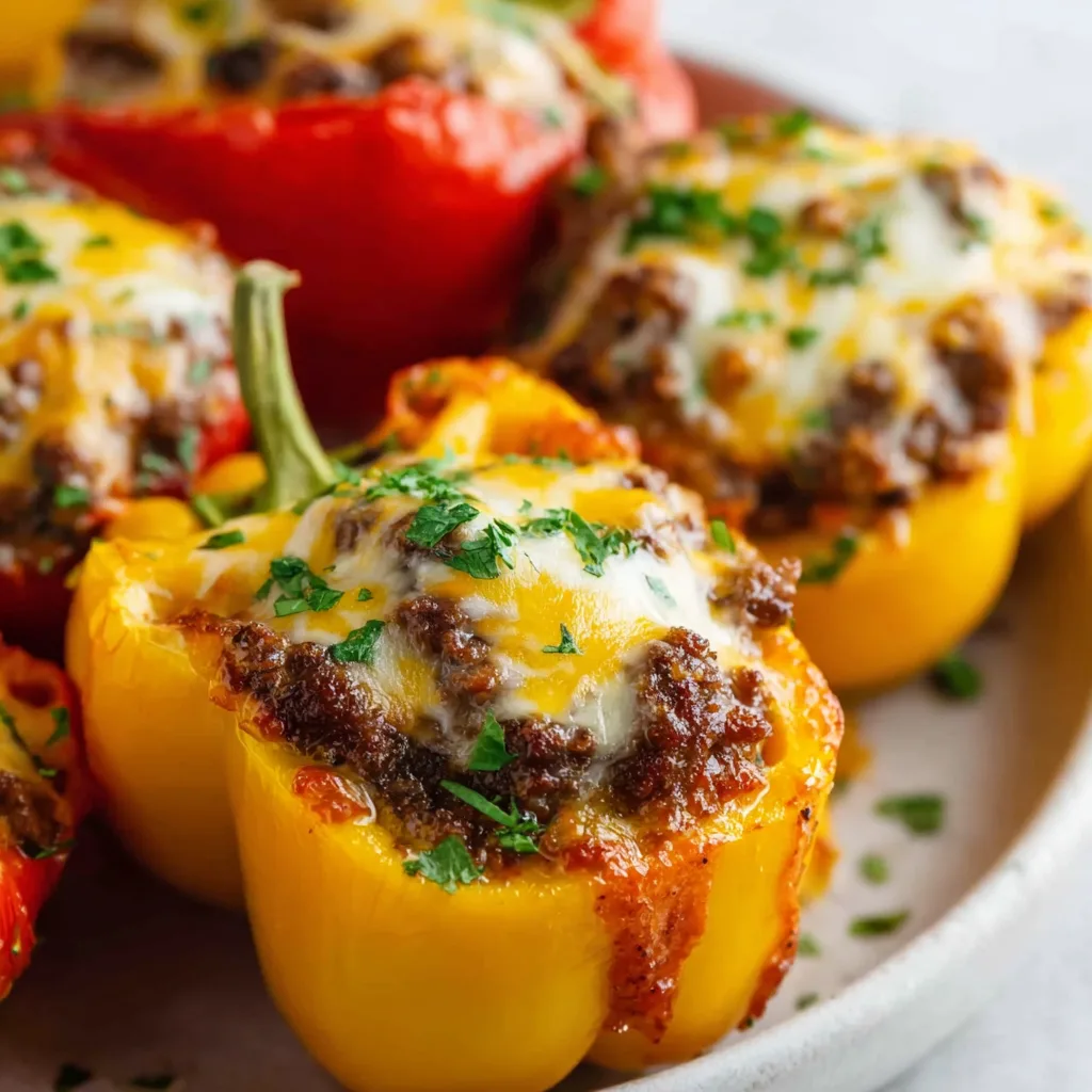 Low-Carb Keto Cheeseburger Stuffed Peppers Recipe – Healthy &amp; Delicious Meal