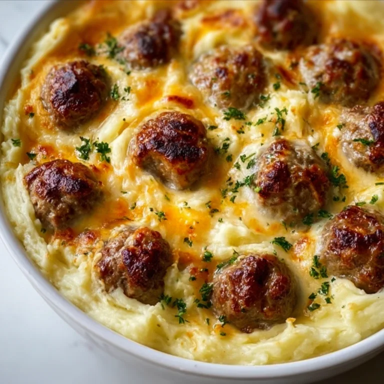 Hearty Meatball and Mashed Potato Bake Recipe | Easy Comfort Food Meal
