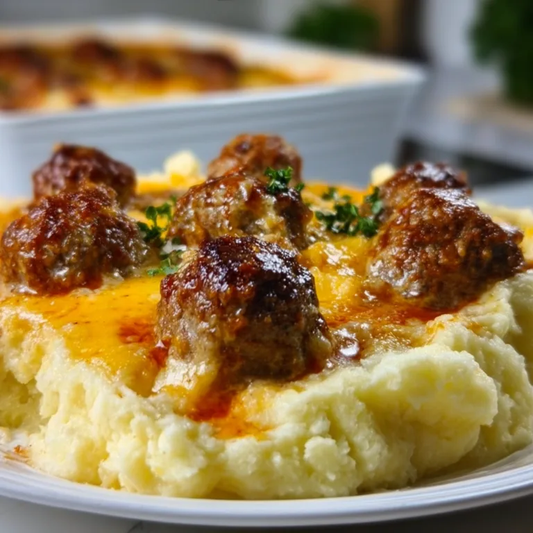 Hearty Meatball and Mashed Potato Bake Recipe | Easy Comfort Food Meal