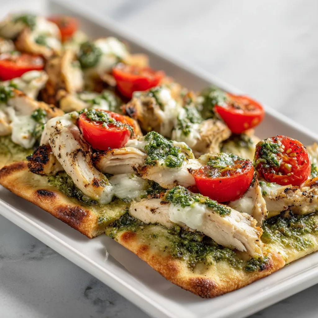 Delicious Pesto Chicken Flatbreads Recipe | Easy &amp; Flavorful Meal Idea