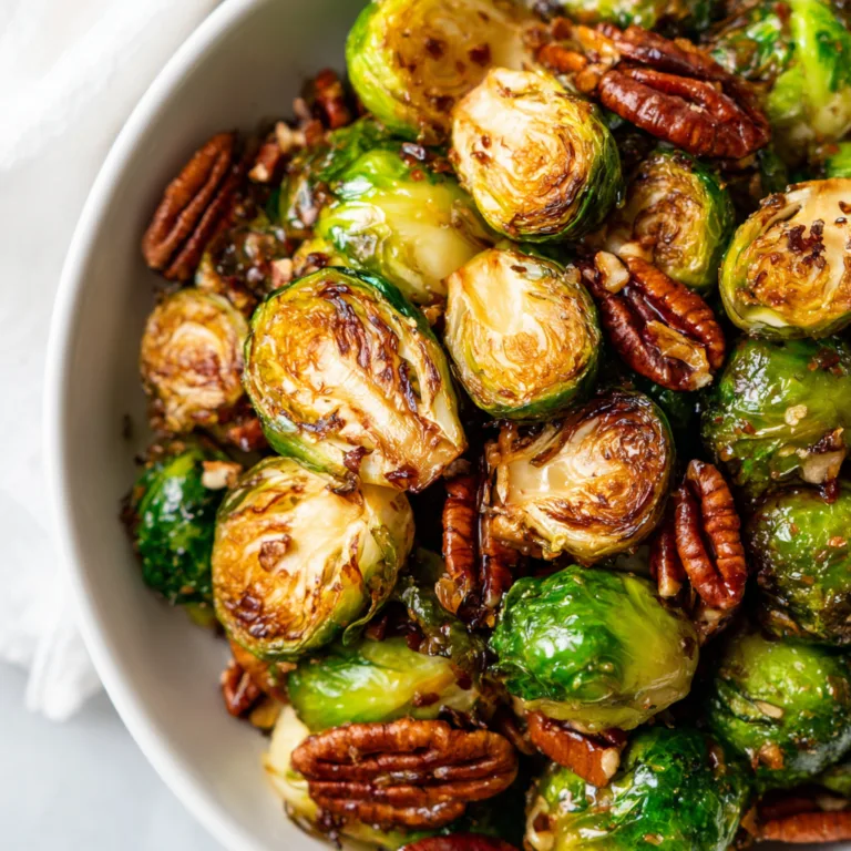 Roasted Brussels Sprouts with Balsamic & Pecans | Easy Healthy Side Dish Recipe