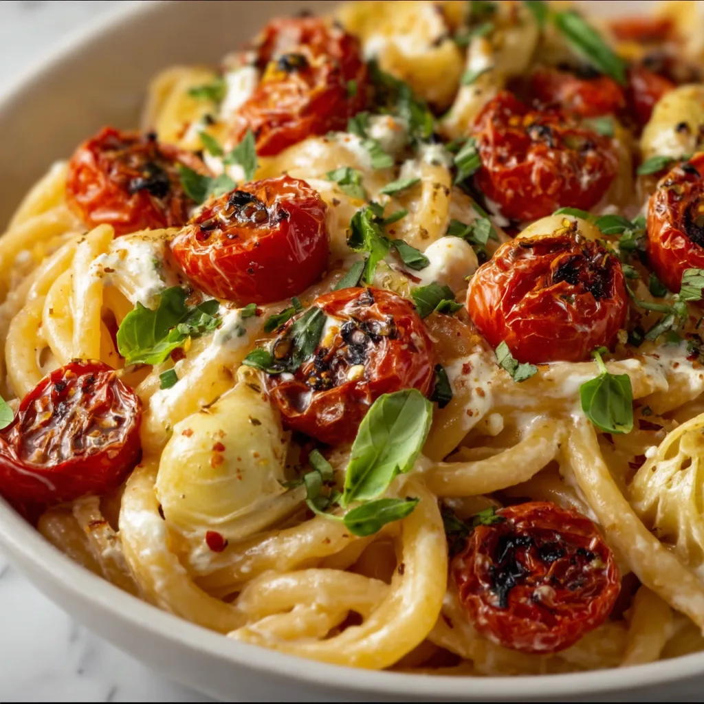 Roasted Tomato and Garlic Ricotta Pasta Recipe | Easy &amp; Creamy Pasta Dish