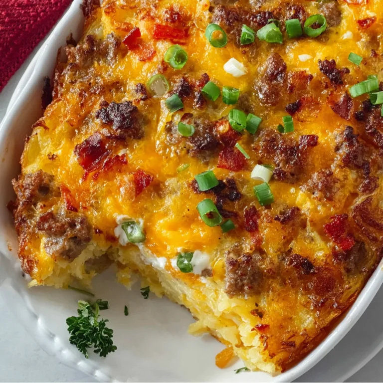 Easy Sausage & Cream Cheese Hash Brown Breakfast Casserole Recipe