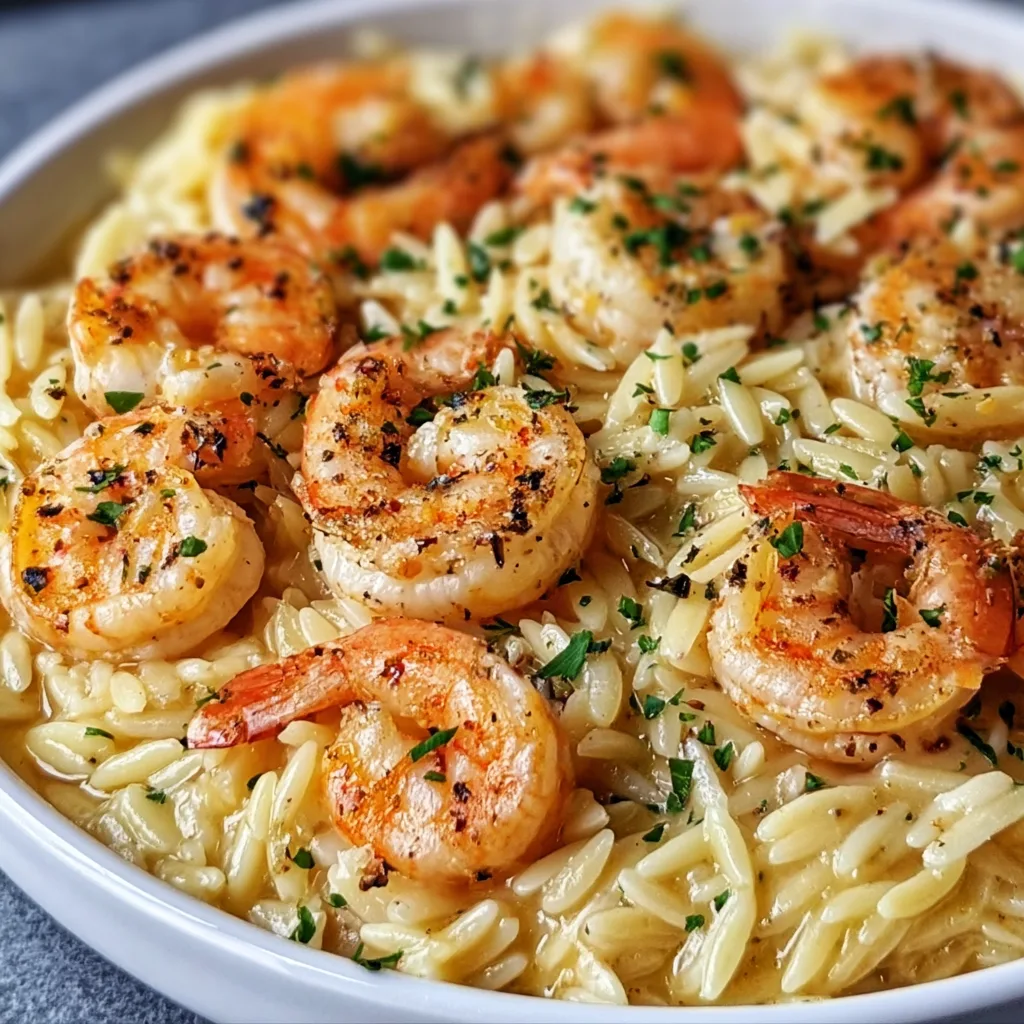 Delicious Shrimp Orzo in Lemon Garlic Sauce | Easy Seafood Pasta Recipe