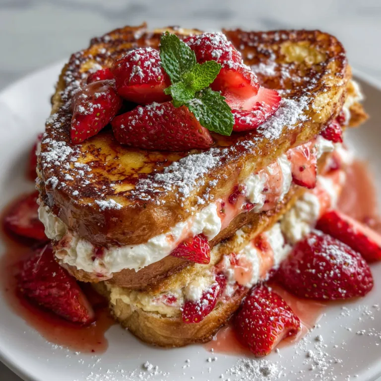 Delicious Strawberry Cheesecake Stuffed French Toast Recipe | Sweet & Creamy Breakfast Delight