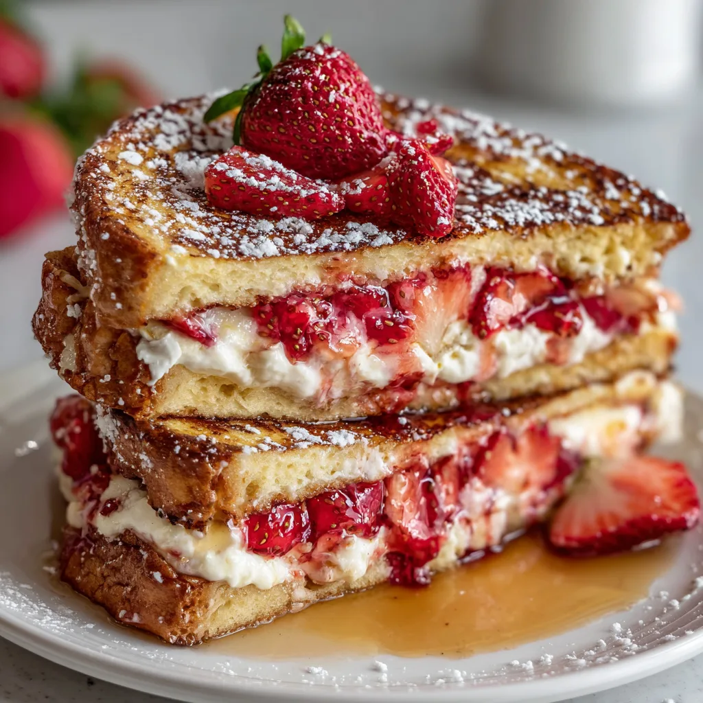 Delicious Strawberry Cheesecake Stuffed French Toast Recipe | Sweet &amp; Creamy Breakfast Delight