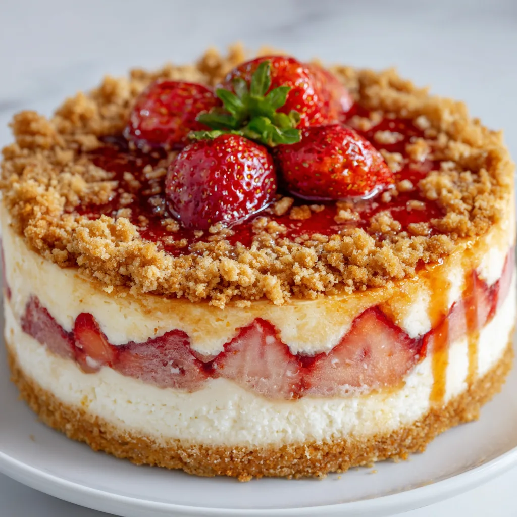 Delicious Strawberry Crunch Cheesecake Recipe | Creamy &amp; Crispy Dessert