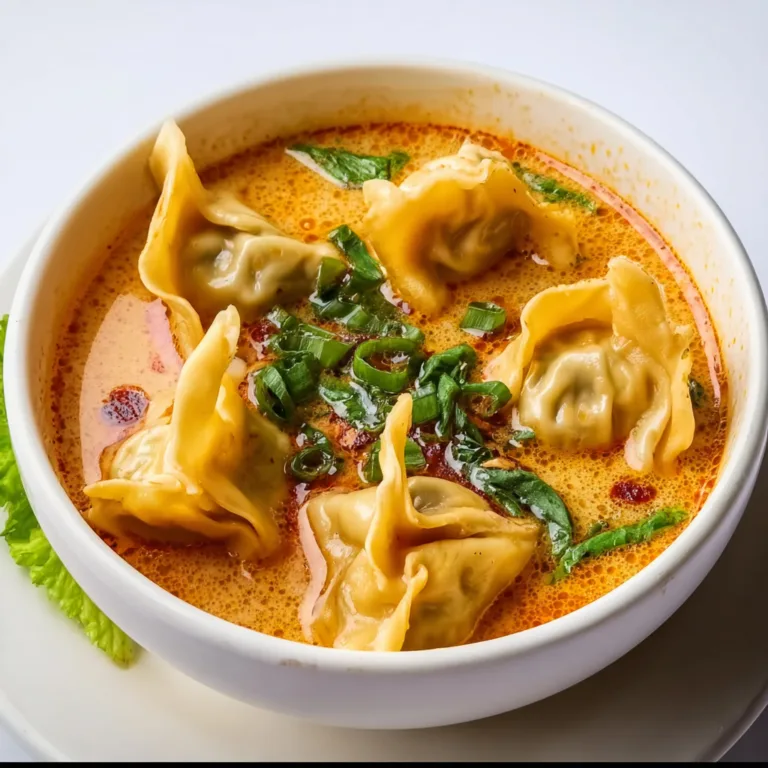 Authentic Thai Red Curry Wonton Soup Recipe | Spicy &amp; Creamy Delight