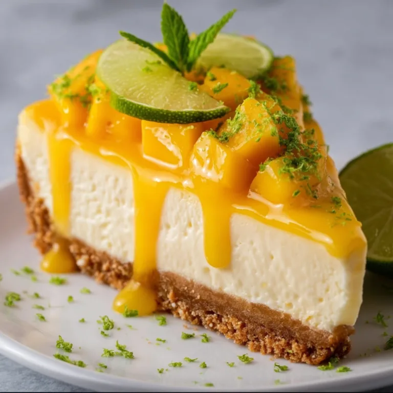 Tropical Mango Key Lime Cheesecake Recipe | Refreshing &amp; Creamy Dessert