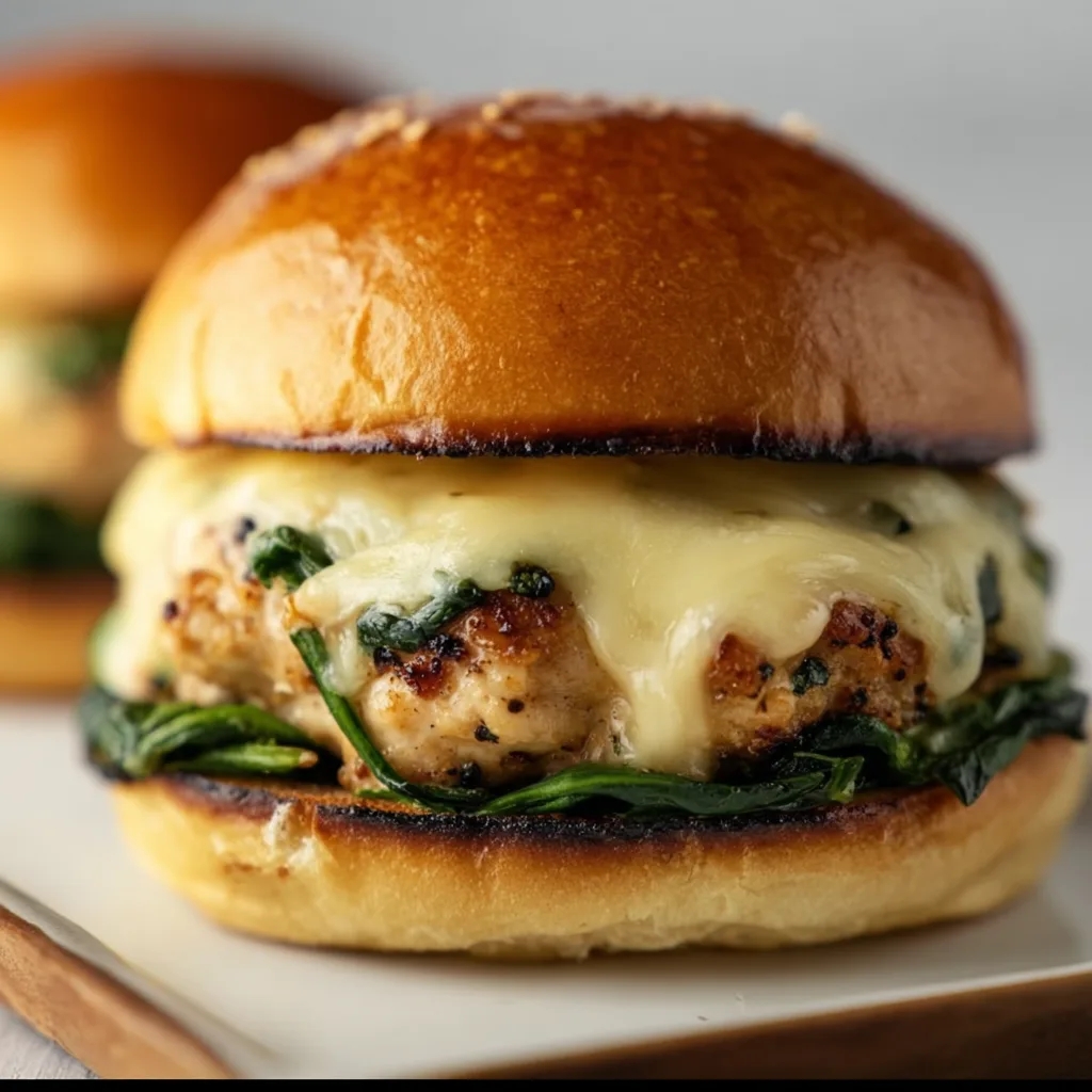 Delicious White Cheddar Spinach Chicken Burgers Recipe | Healthy &amp; Flavorful