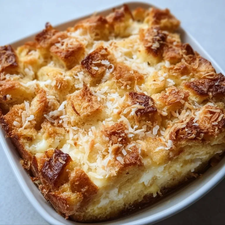 Delicious Coconut Cheesecake Bread Pudding Recipe | Creamy & Easy Dessert