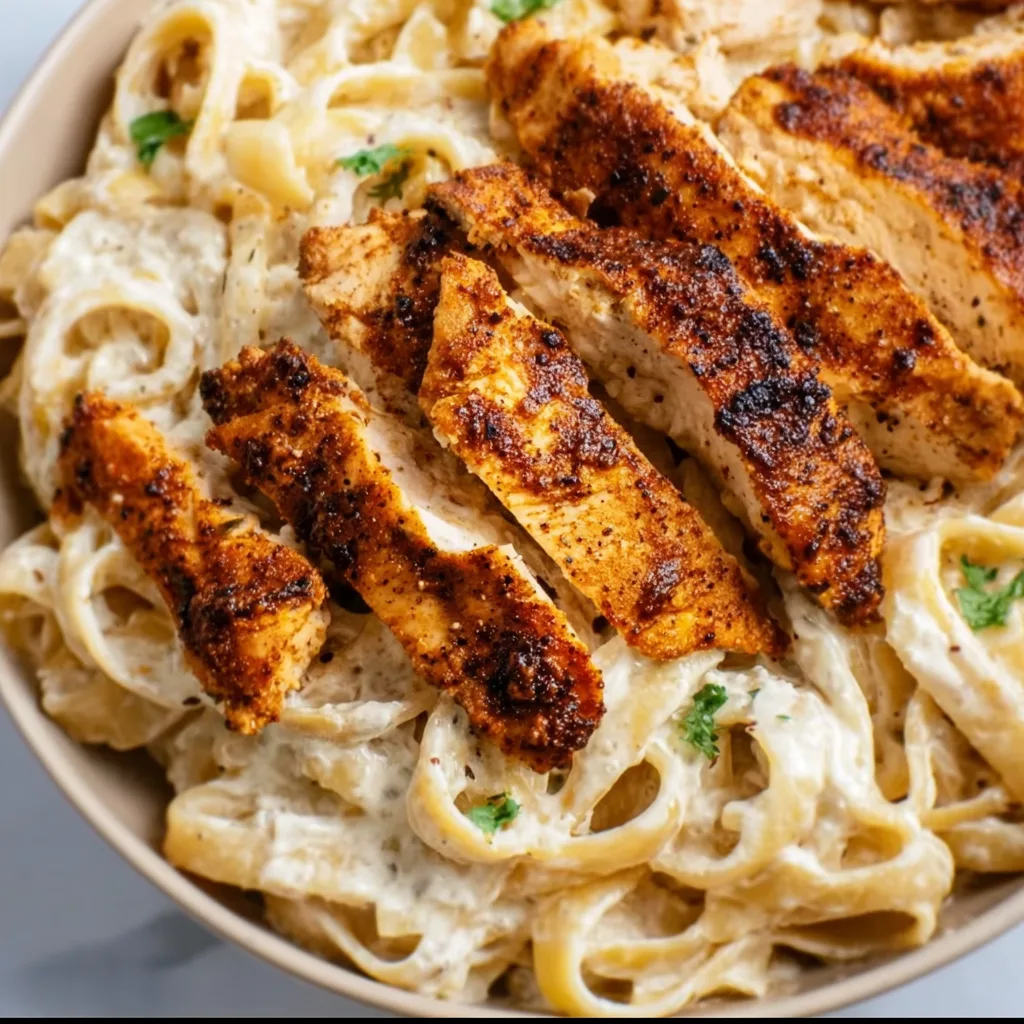 Creamy Blackened Chicken Alfredo Pasta