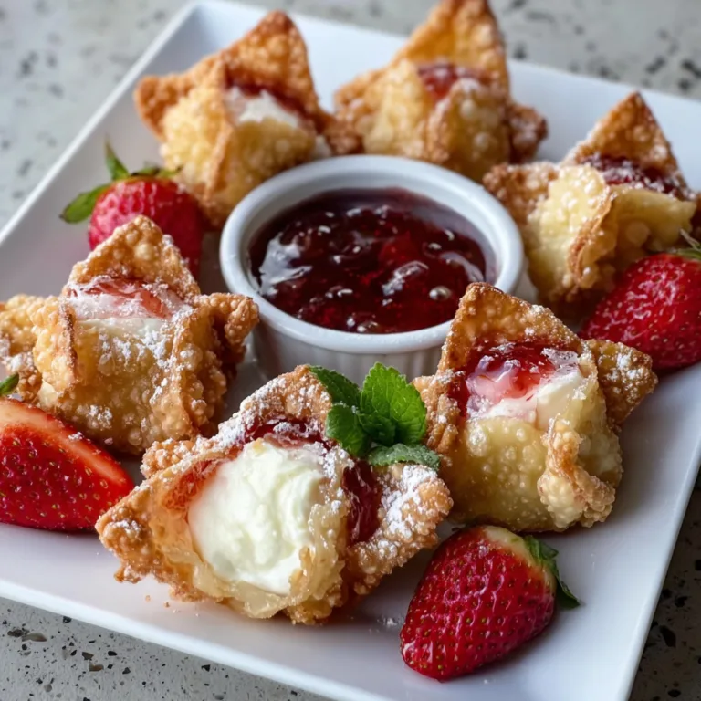 Deep-Fried Strawberry Cheesecake Stuffed Wonton Bites | Irresistible Dessert Recipe