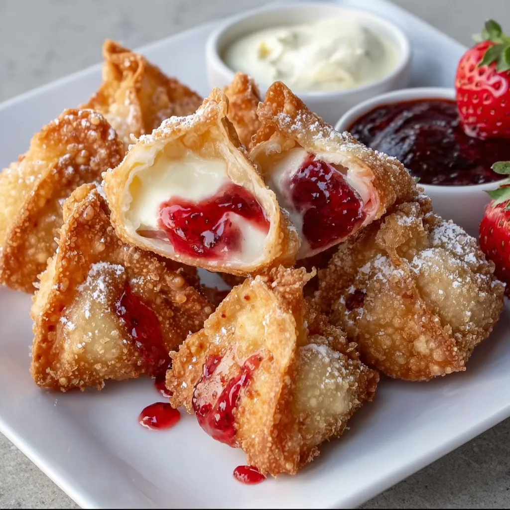 Deep-Fried Strawberry Cheesecake Stuffed Wonton Bites | Irresistible Dessert Recipe