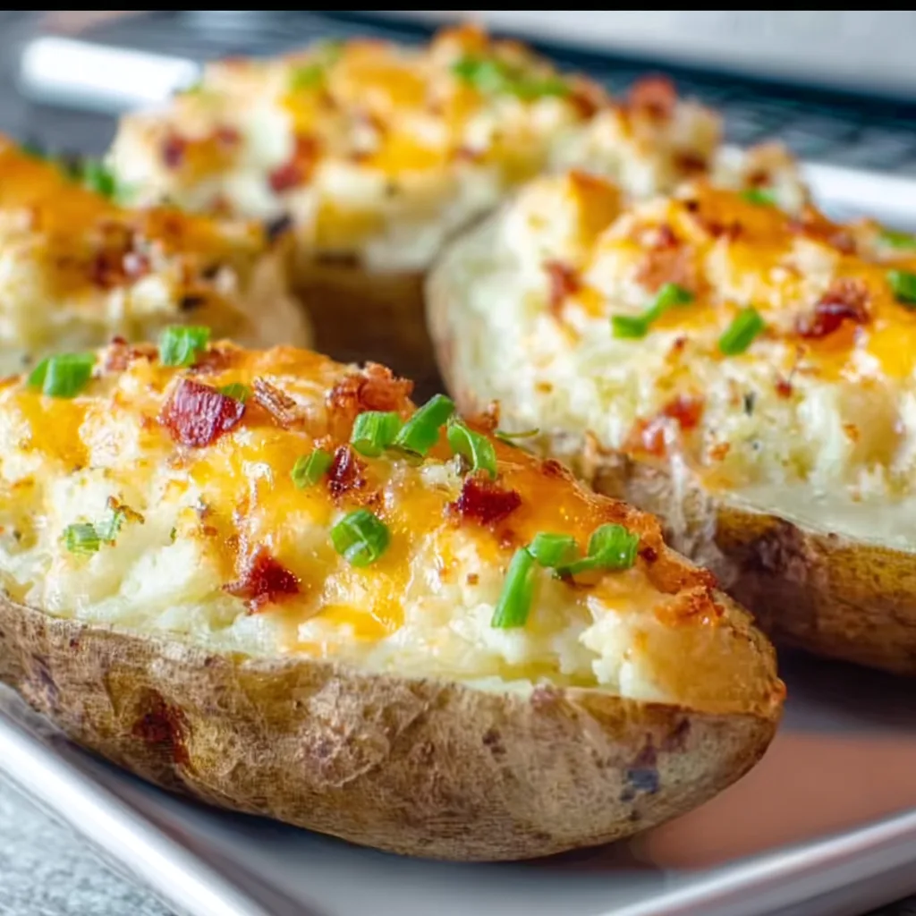 Fluffy Twice Baked Potatoes Recipe – Perfectly Creamy &amp; Crispy Side Dish