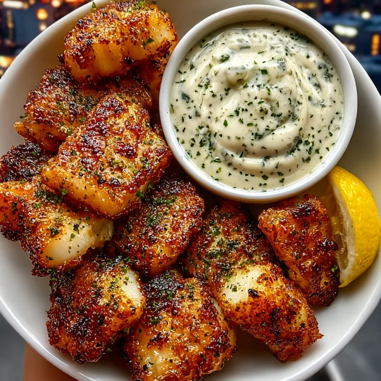 Garlic Butter Cod Bites with Creamy Lemon Herb Dip – Easy & Delicious Seafood Appetizer