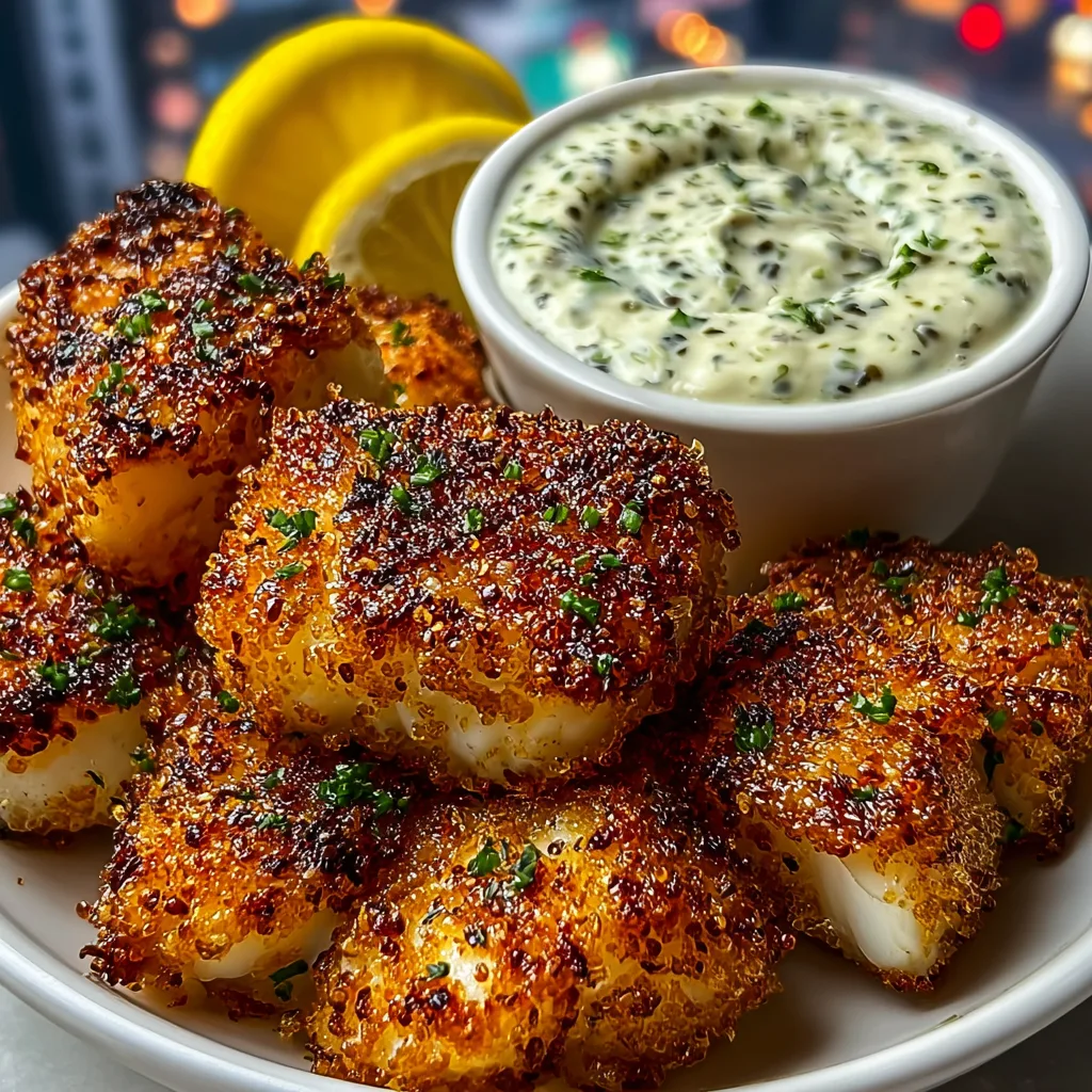 Garlic Butter Cod Bites with Creamy Lemon Herb Dip – Easy &amp; Delicious Seafood Appetizer