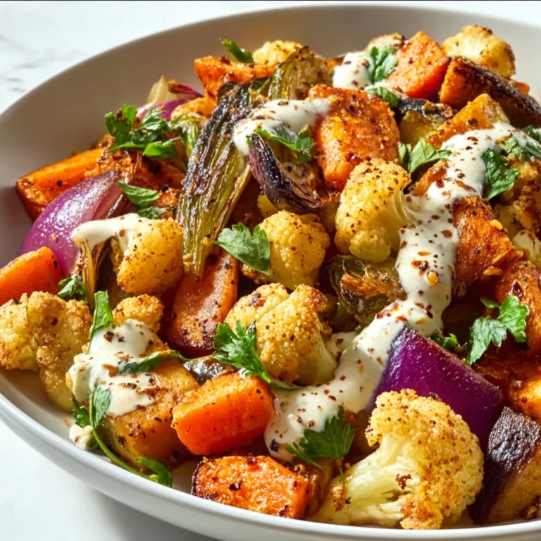 Glow Bowl Recipe: Roasted Veggies with Creamy Tahini Yogurt Sauce | Healthy &amp; Delicious