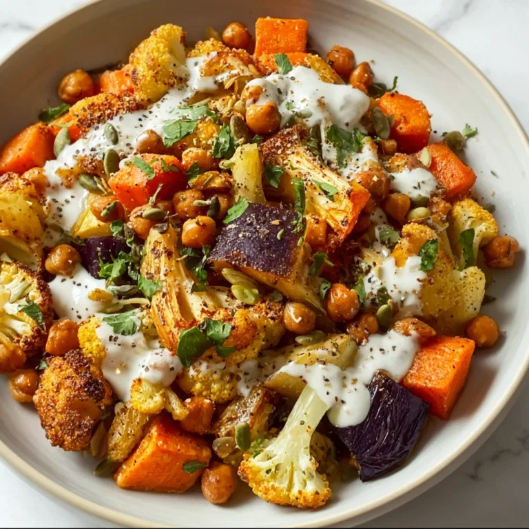 Glow Bowl Recipe: Roasted Veggies with Creamy Tahini Yogurt Sauce | Healthy & Delicious