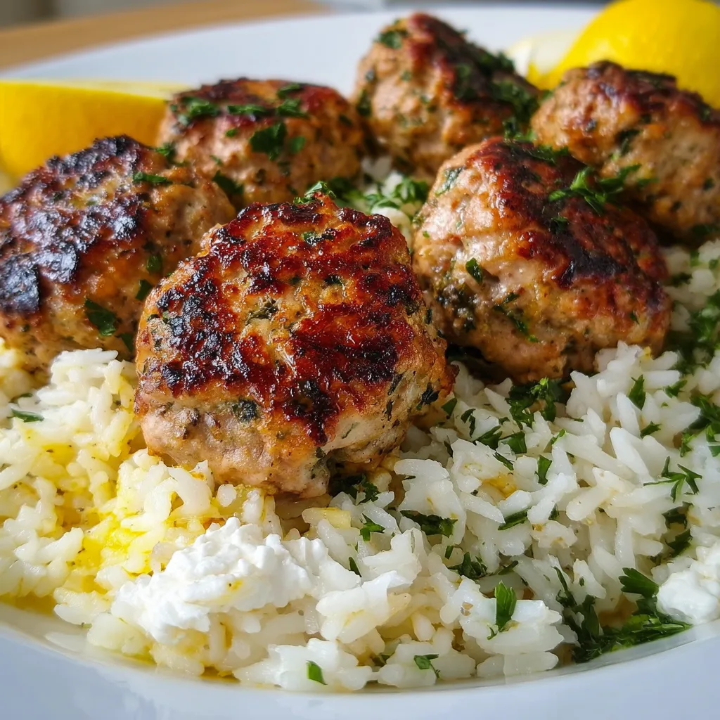 Authentic Greek Turkey Meatballs with Zesty Lemon Herb Rice Recipe