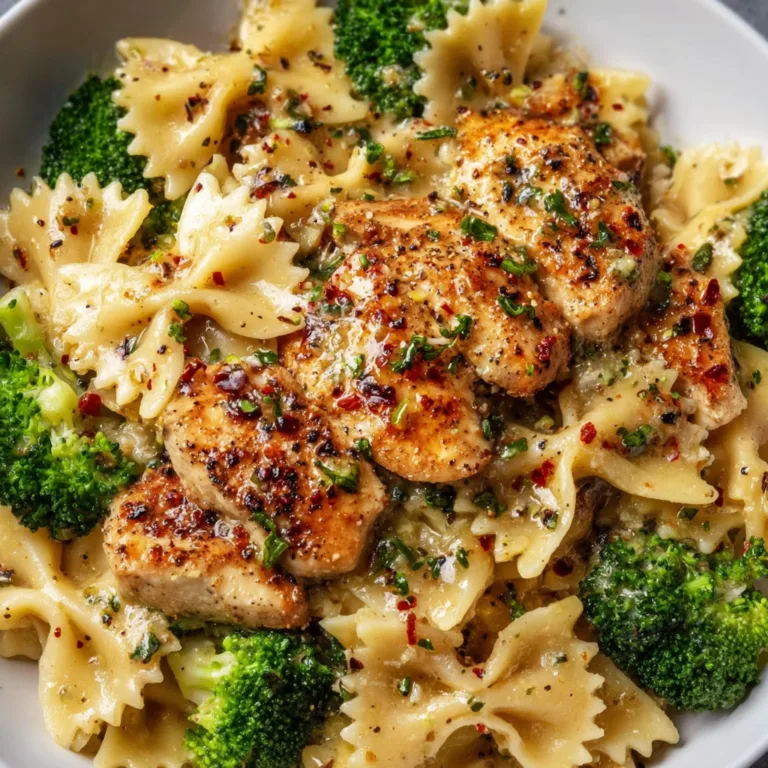 Lemon Garlic Bowtie Chicken with Broccoli Recipe | Easy & Healthy Dinner