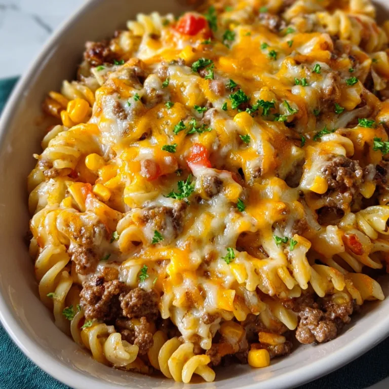 Loaded Cheddar Ranch Beef and Sweet Corn Rotini Bake | Easy Baked Pasta Recipe