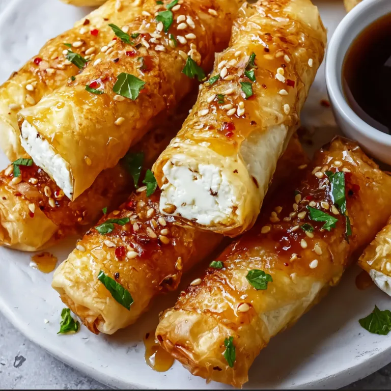 Crispy Oven-Fried Feta Rolls with Spicy Chili Honey Drizzle – Easy & Delicious Recipe
