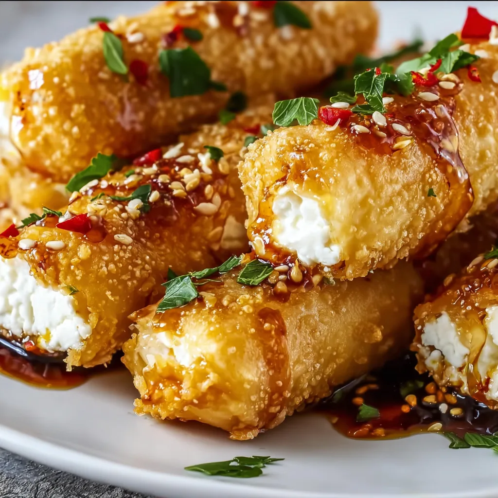 Crispy Oven-Fried Feta Rolls with Spicy Chili Honey Drizzle – Easy &amp; Delicious Recipe