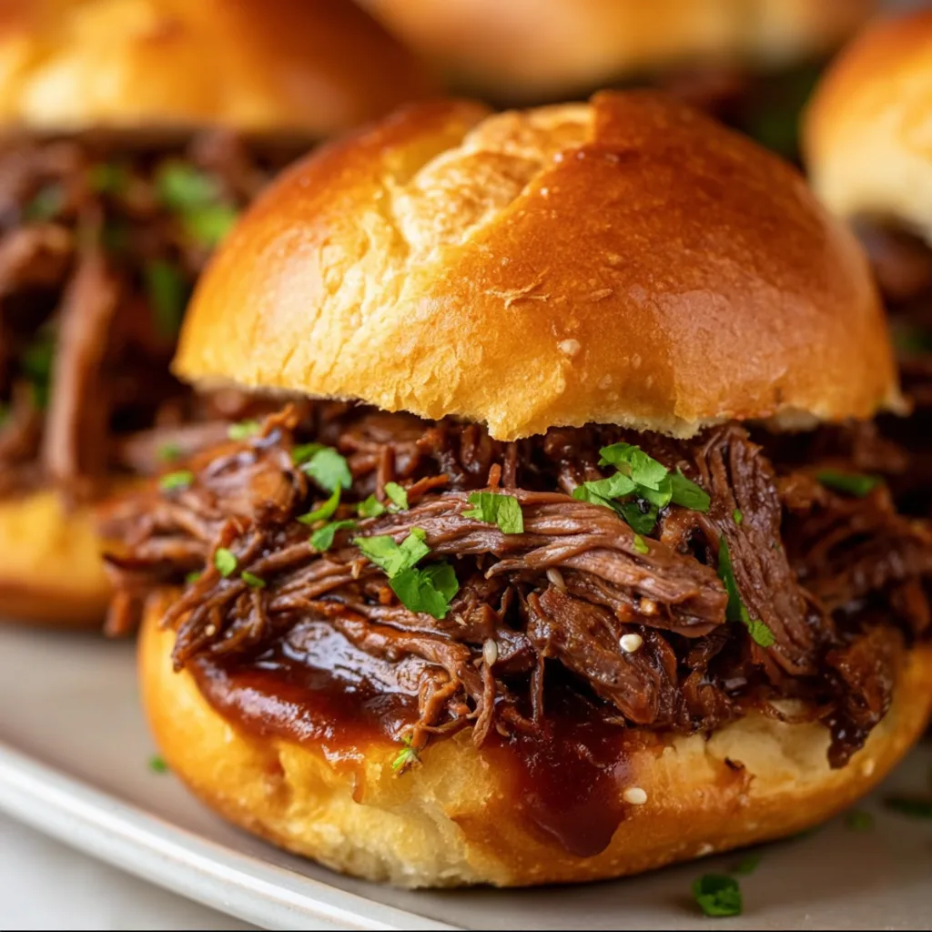 Tender Slow Cooker Shredded Beef Sandwiches Recipe | Easy &amp; Delicious Meals