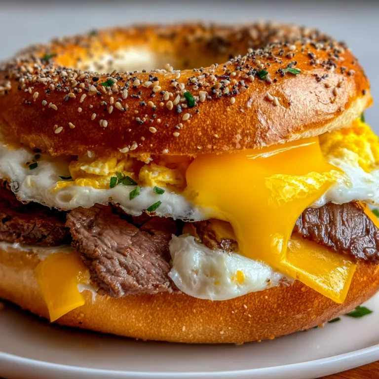 Delicious Steak Egg Cheese Bagel Recipe | Easy Breakfast Sandwich Idea