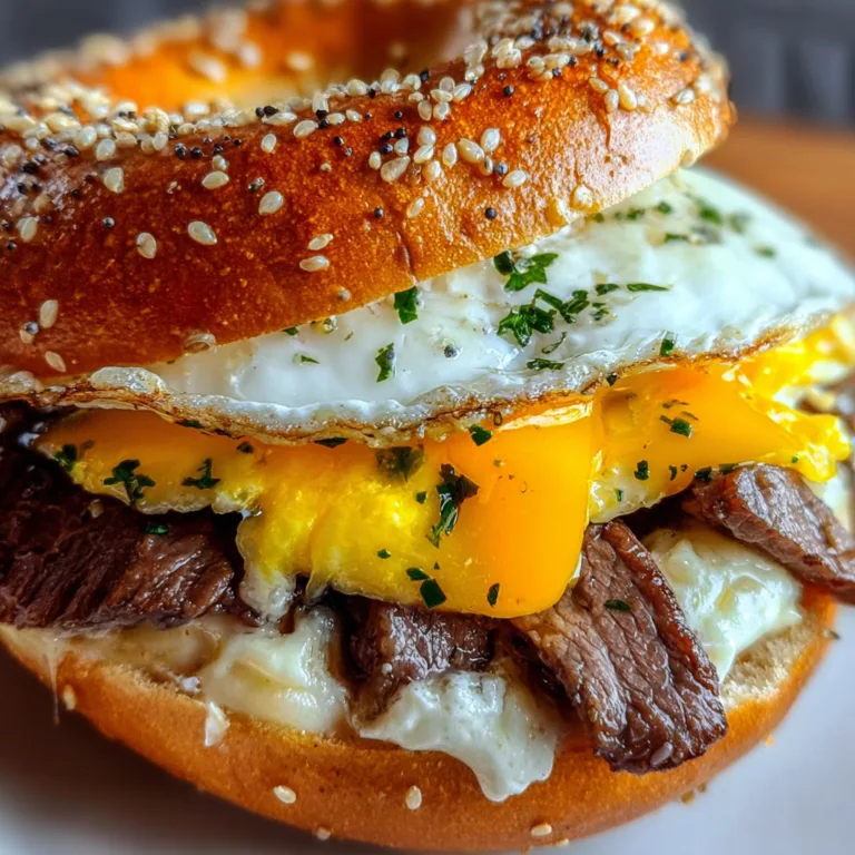 Delicious Steak Egg Cheese Bagel Recipe | Easy Breakfast Sandwich Idea