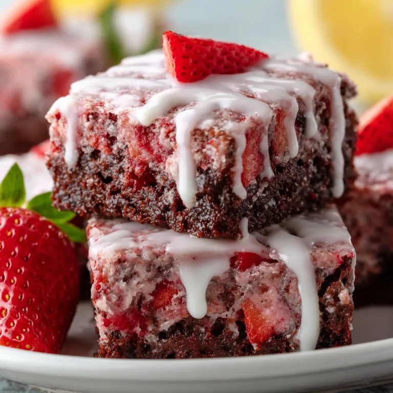 Delicious Strawberry Brownies with Tangy Lemon Glaze Recipe | Easy &amp; Moist Dessert
