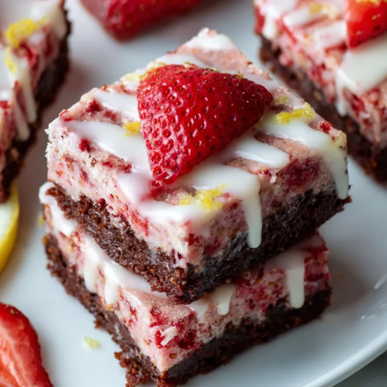 Delicious Strawberry Brownies with Tangy Lemon Glaze Recipe | Easy & Moist Dessert