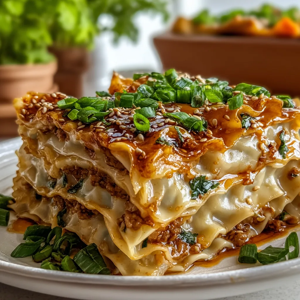 Asian Dumpling Lasagna with Soy Sauce | Delicious Fusion Recipe