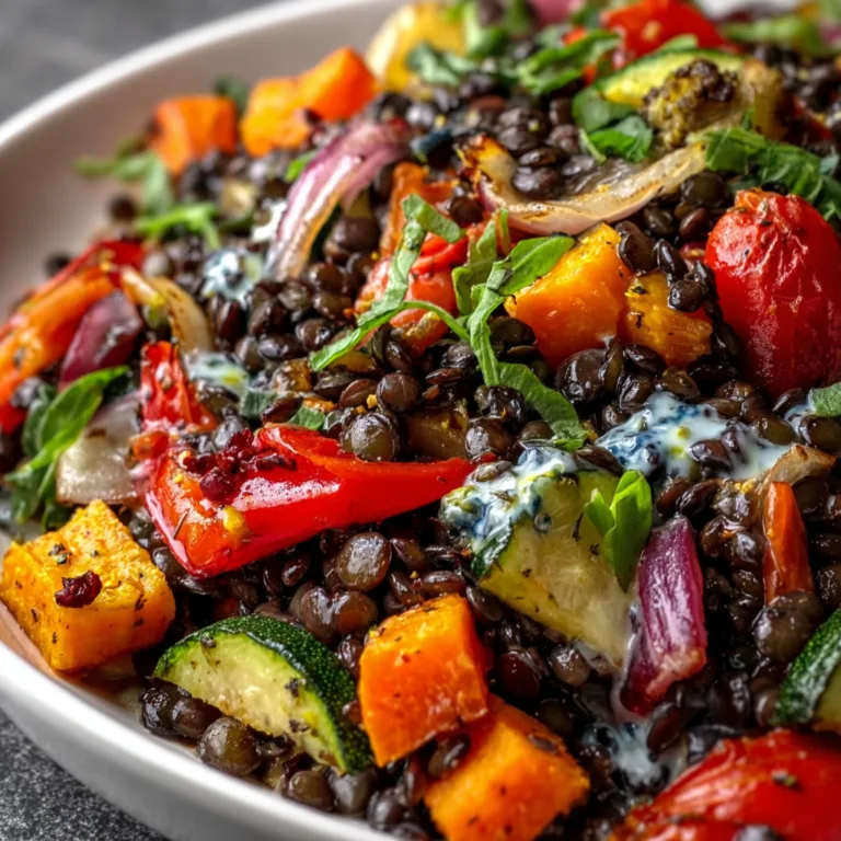 Healthy Black Lentil Salad with Roasted Vegetables | Easy &amp; Nutritious Recipe