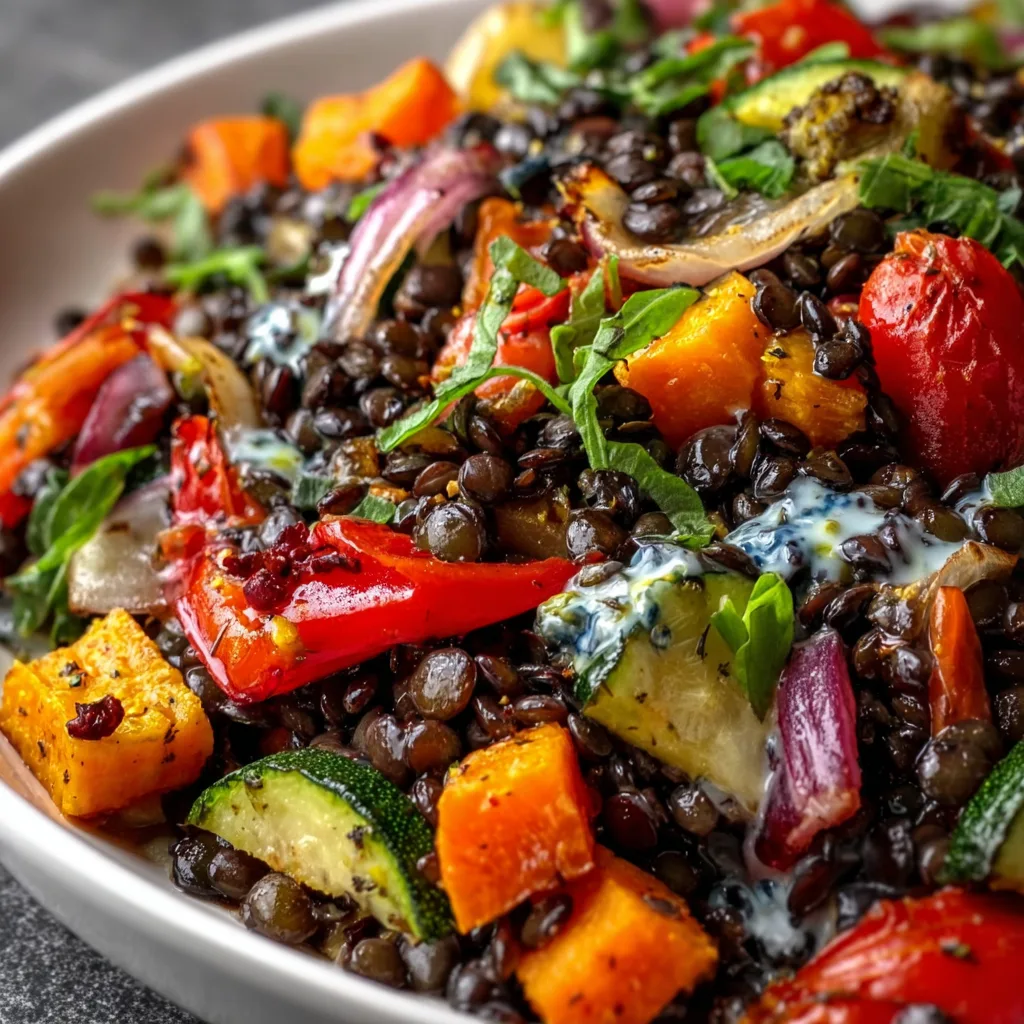 Healthy Black Lentil Salad with Roasted Vegetables | Easy &amp; Nutritious Recipe