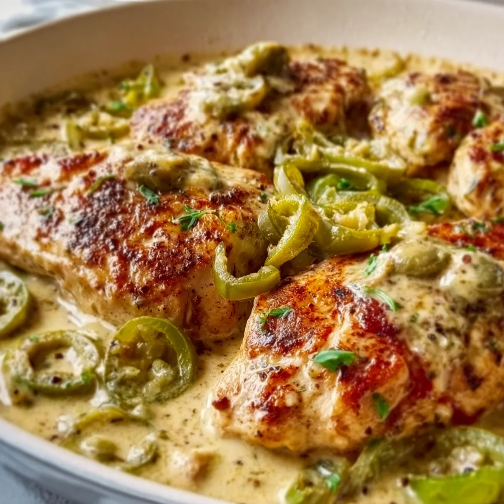 Creamy Pepperoncini Chicken Skillet Recipe | Easy &amp; Delicious One-Pan Meal