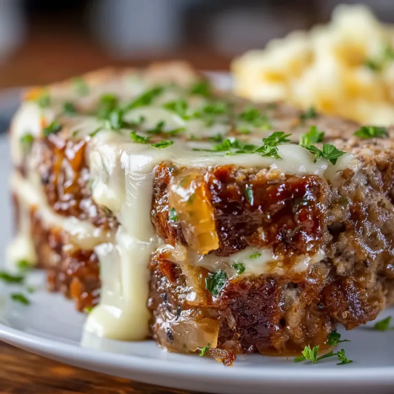 Crockpot French Onion Meatloaf with Melted Swiss Cheese | Easy Slow Cooker Recipe