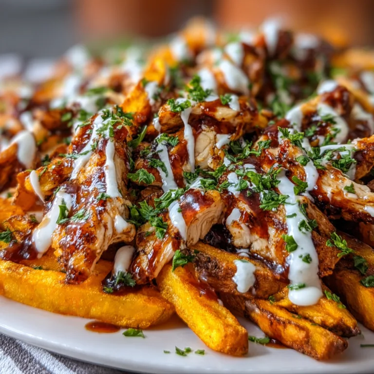 Loaded BBQ Chicken Sweet Fries | Deliciously Topped BBQ Fries Recipe