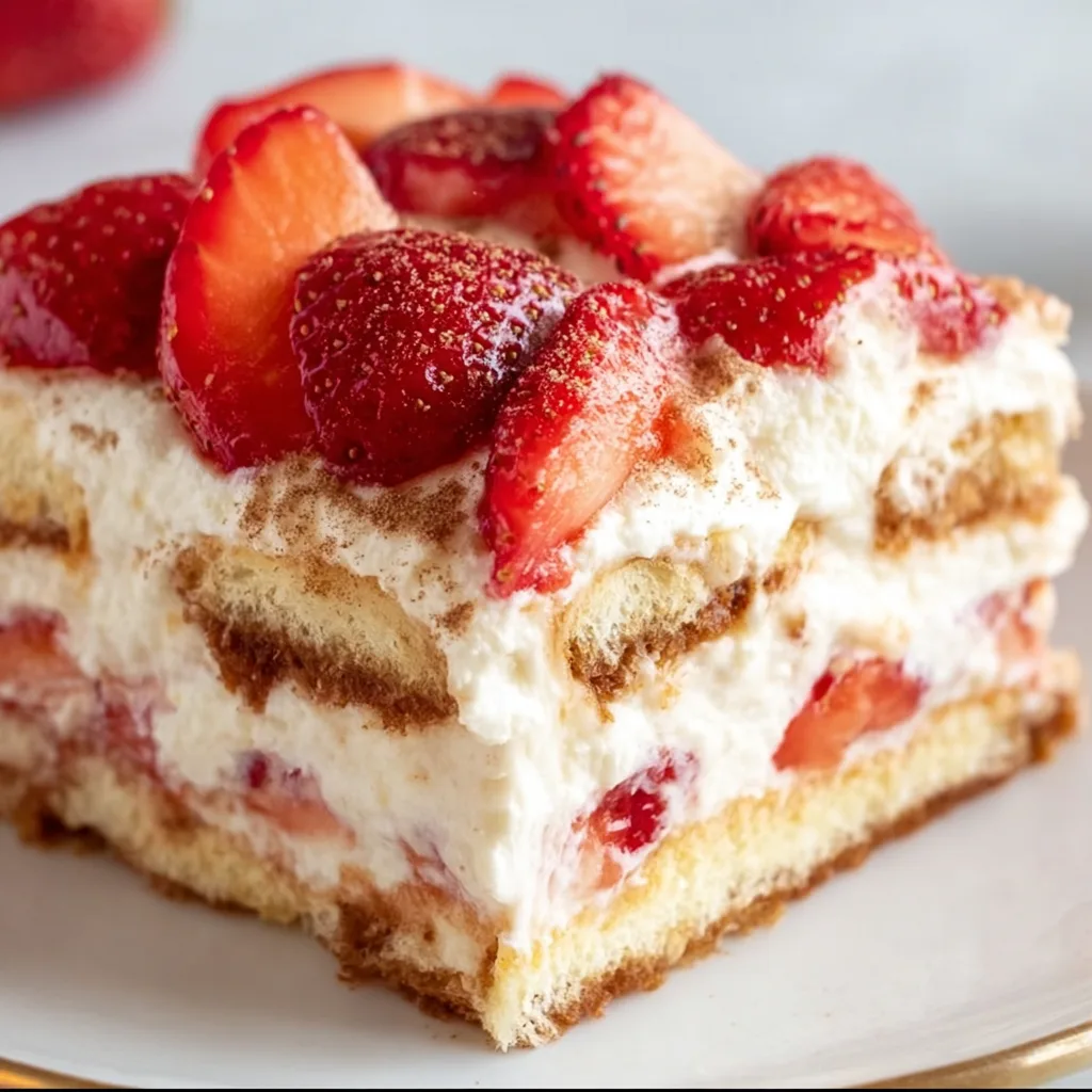 No-Bake Layered Strawberry Tiramisu Recipe – Easy &amp; Delicious Dessert