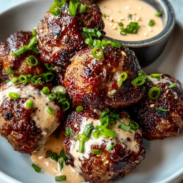 Tender Korean BBQ Meatballs with Spicy Mayo Dip | Easy Korean Meatball Recipe