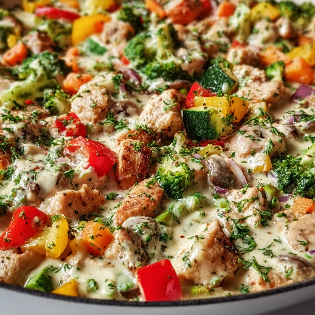 Creamy Ranch Turkey &amp; Veggie Skillet Recipe | Easy, Healthy Dinner Idea