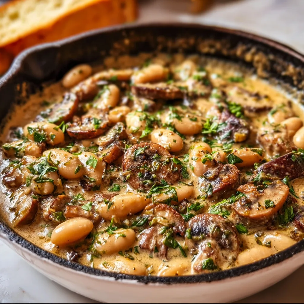 Creamy White Bean and Mushroom Skillet Recipe | Quick &amp; Delicious Vegan Dinner