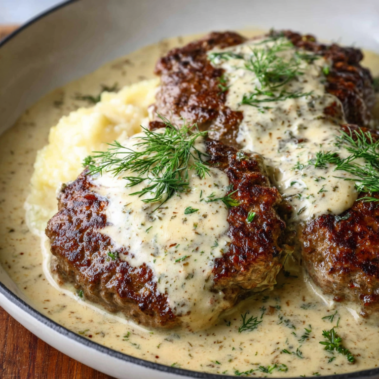 Juicy Hamburger Steaks in Creamy Dill Sauce | Easy &amp; Delicious Recipe
