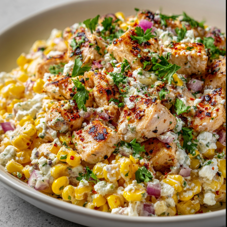 High Protein Chicken Street Corn Salad | Fresh, Creamy &amp; Low Calorie