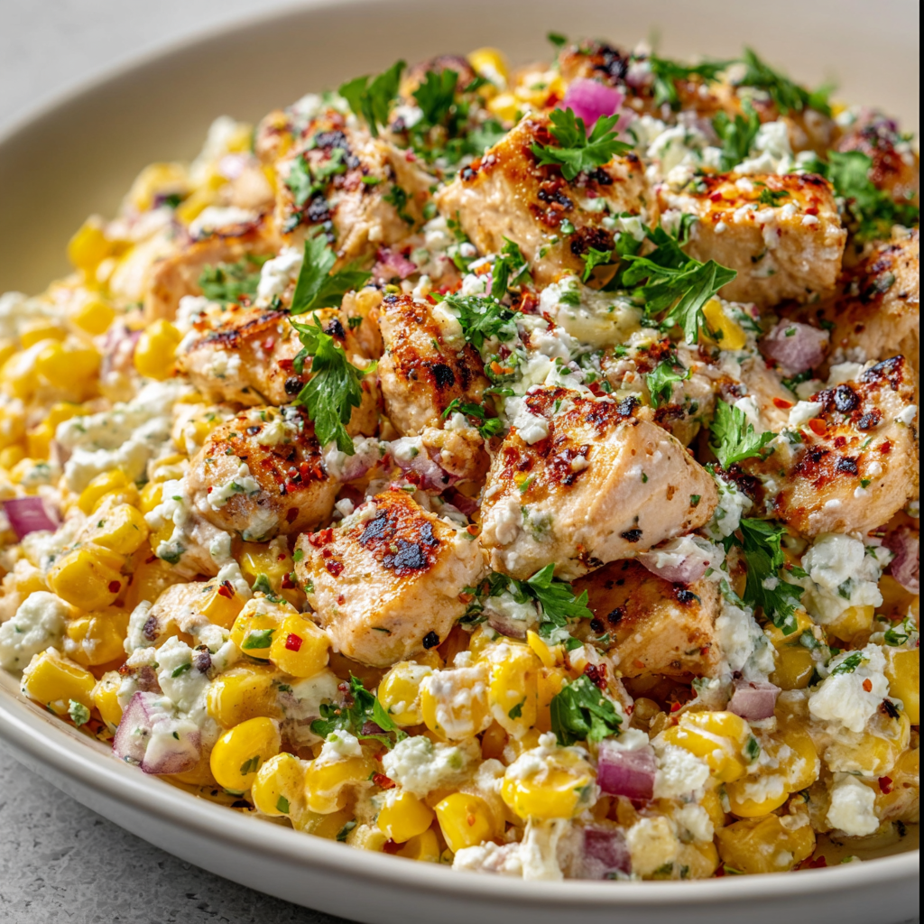 High Protein Chicken Street Corn Salad | Fresh, Creamy &amp; Low Calorie