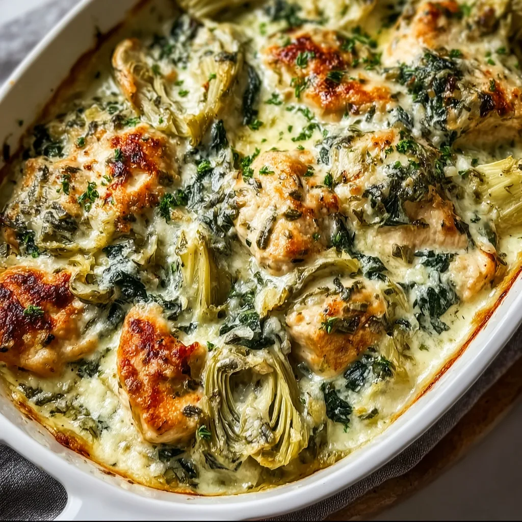 High-Protein Spinach and Artichoke Chicken Casserole